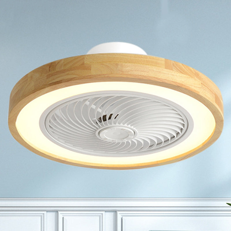 Modern Minimalist Wood Geometric LED Ceiling Fan Light