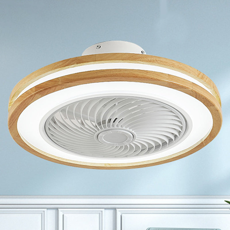 Modern Minimalist Wood Geometric LED Ceiling Fan Light