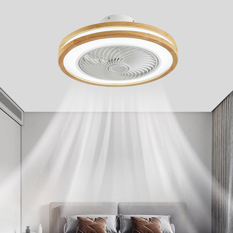Modern Minimalist Wood Geometric LED Ceiling Fan Light