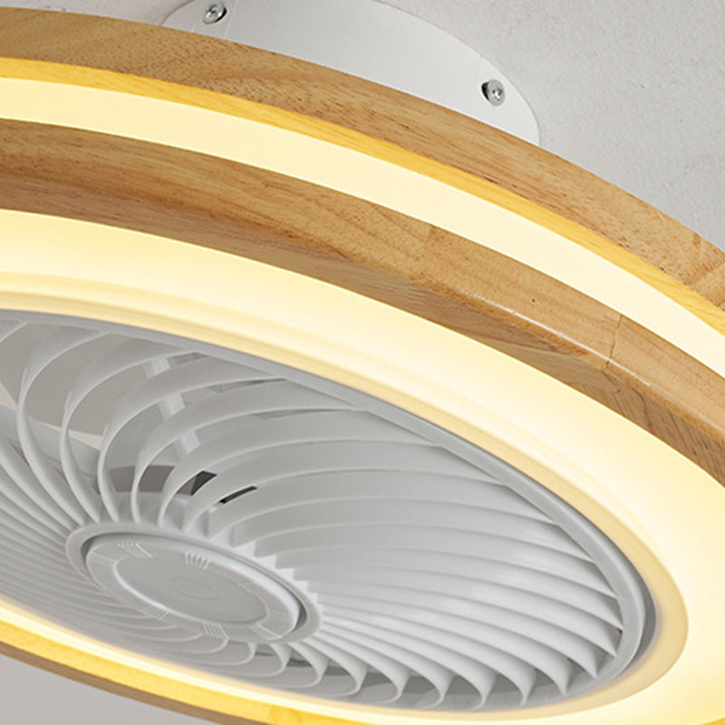 Modern Minimalist Wood Geometric LED Ceiling Fan Light
