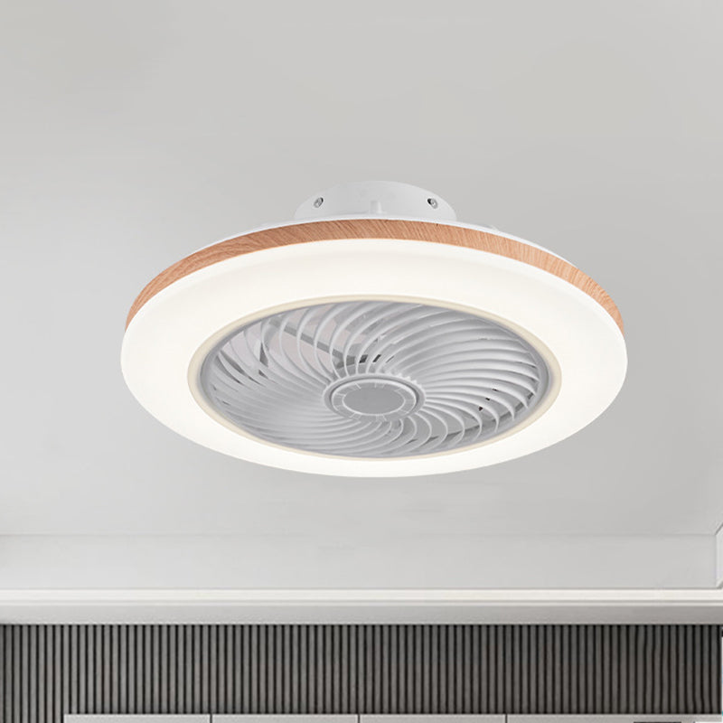 Modern Minimalist Wood Geometric LED Ceiling Fan Light