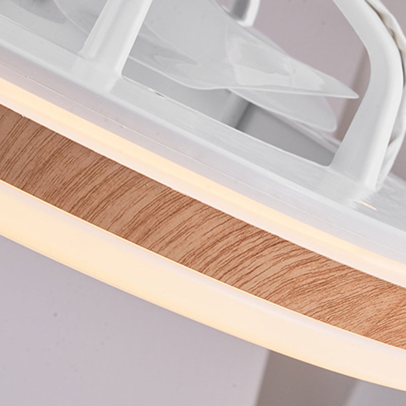 Modern Minimalist Wood Geometric LED Ceiling Fan Light