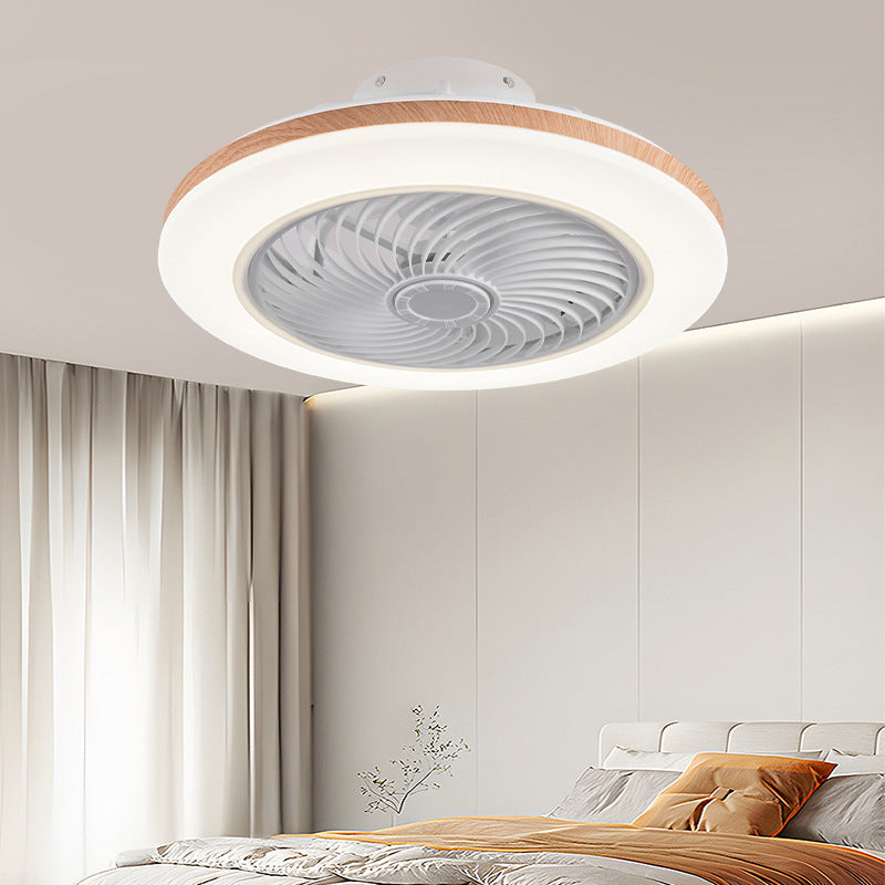 Modern Minimalist Wood Geometric LED Ceiling Fan Light