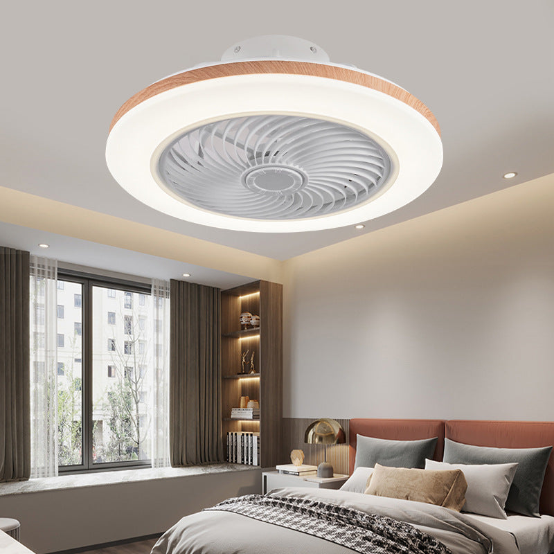 Modern Minimalist Wood Geometric LED Ceiling Fan Light