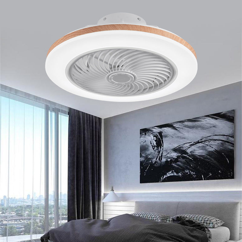 Modern Minimalist Wood Geometric LED Ceiling Fan Light