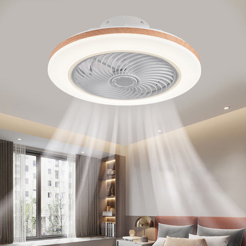 Modern Minimalist Wood Geometric LED Ceiling Fan Light