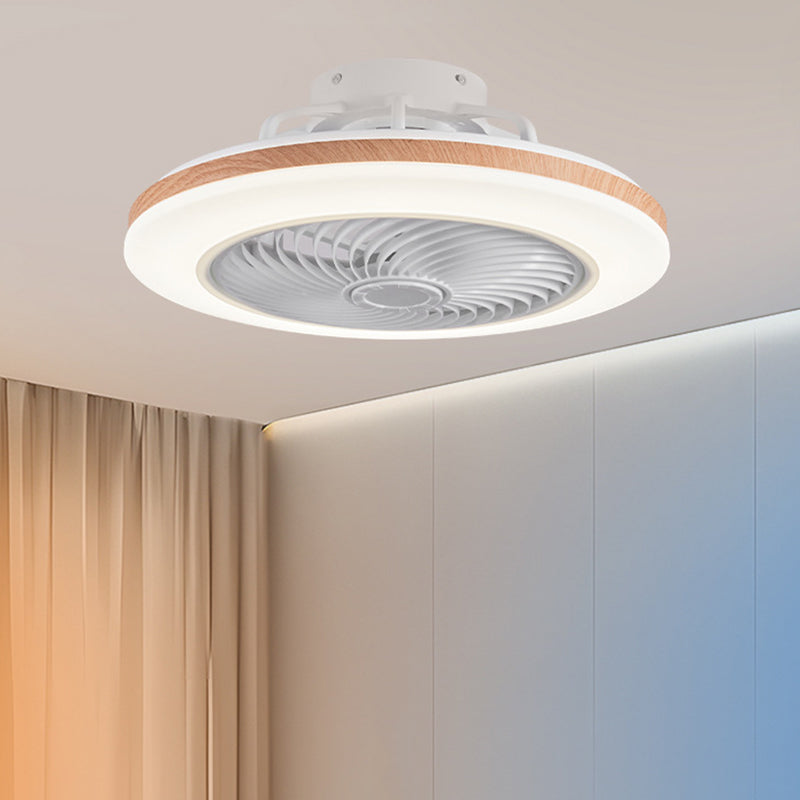 Modern Minimalist Wood Geometric LED Ceiling Fan Light