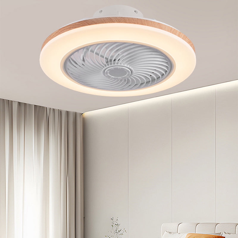 Modern Minimalist Wood Geometric LED Ceiling Fan Light