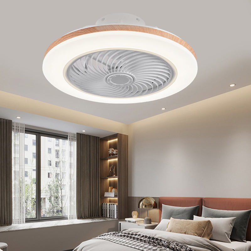 Modern Minimalist Wood Geometric LED Ceiling Fan Light