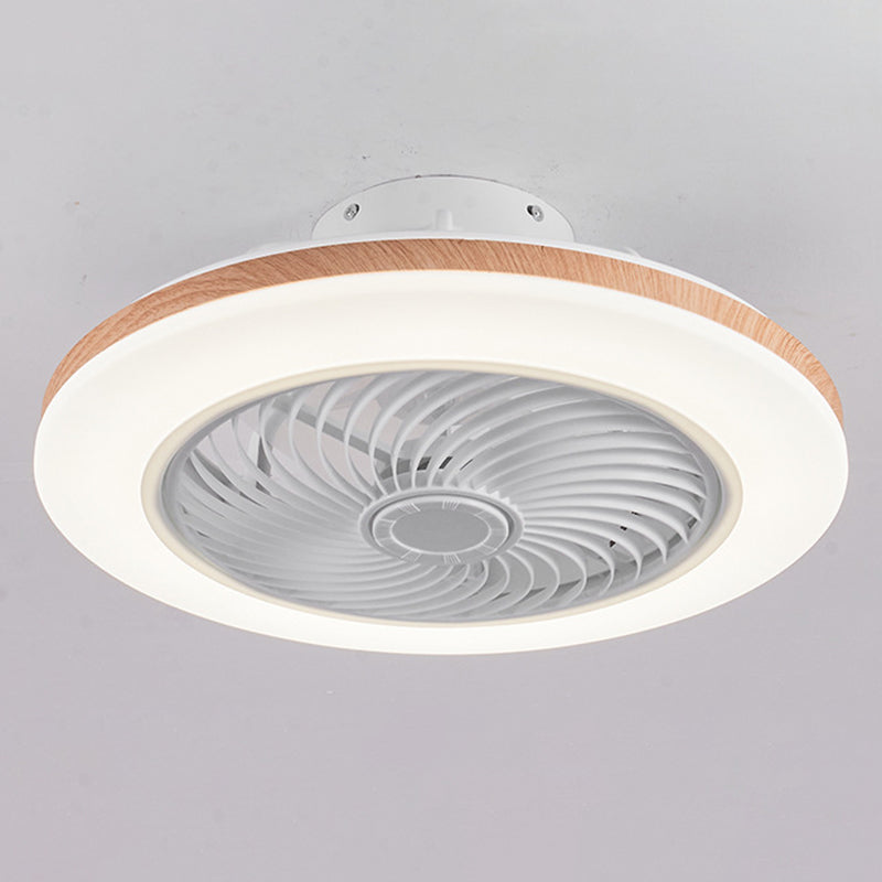 Modern Minimalist Wood Geometric LED Ceiling Fan Light