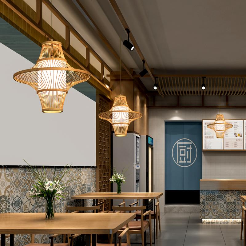Two Cone Burlywood Bamboo Pendant Light - Farmhouse Style Lighting