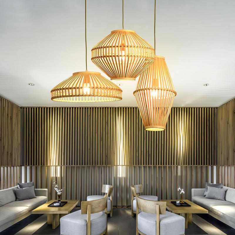 Circular Diamond Open Farmhouse Bamboo Pendant Lights