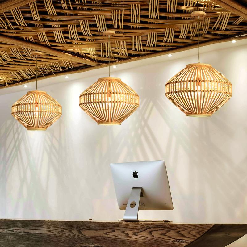 Circular Diamond Open Farmhouse Bamboo Pendant Lights
