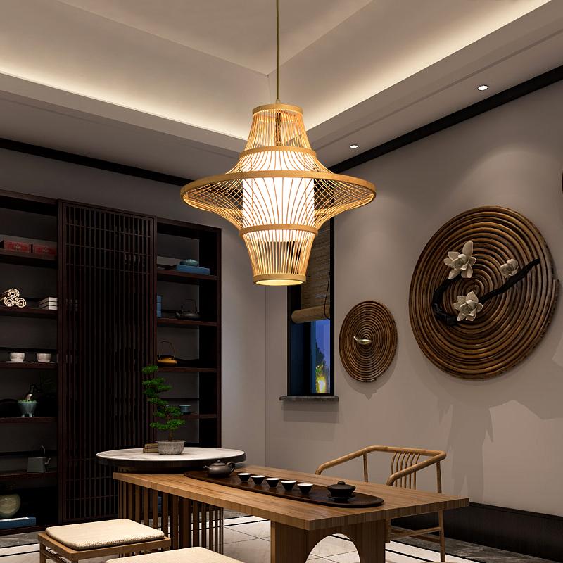 Two Cone Burlywood Bamboo Pendant Light - Farmhouse Style Lighting