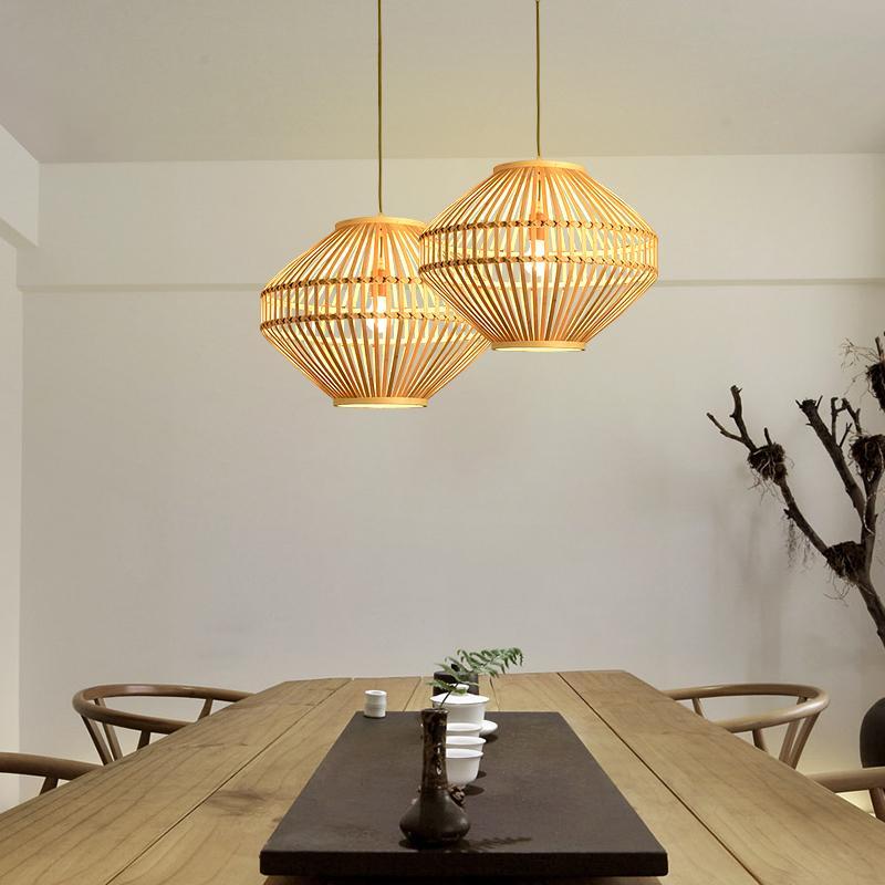 Circular Diamond Open Farmhouse Bamboo Pendant Lights