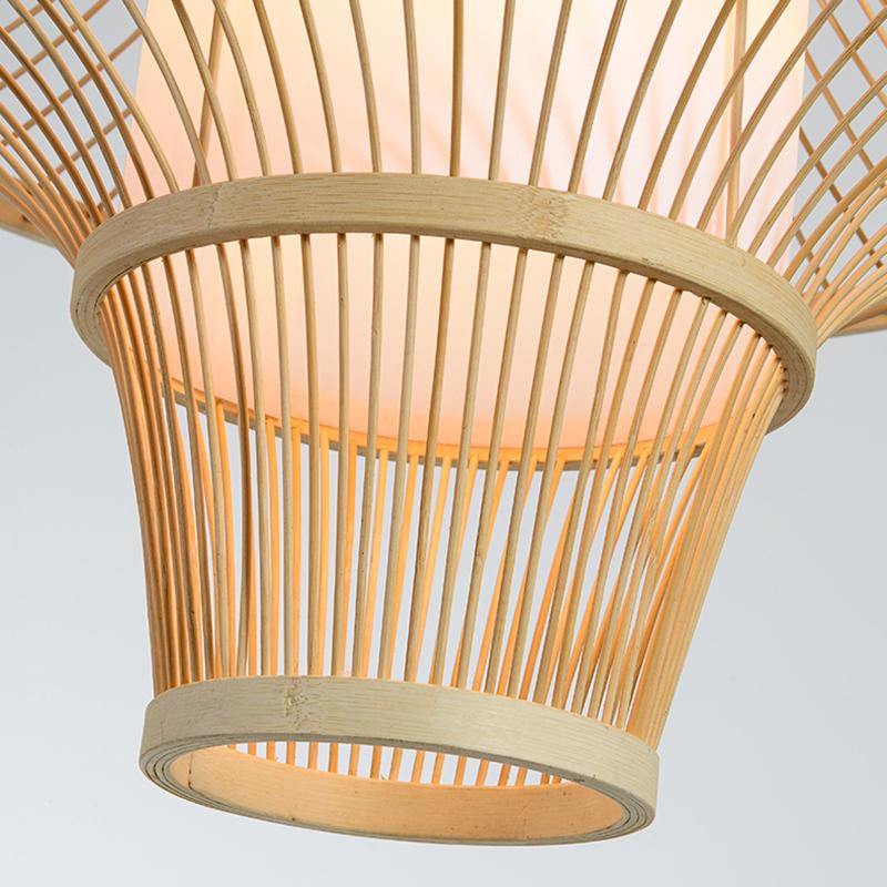 Two Cone Burlywood Bamboo Pendant Light - Farmhouse Style Lighting