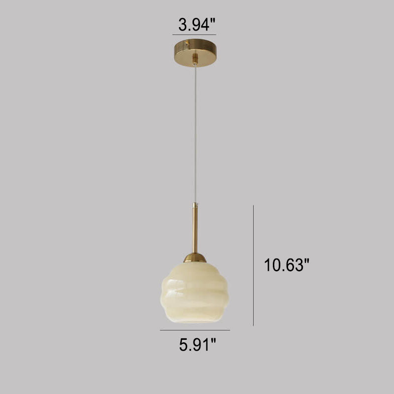 Vintage French Glass Round Tart Pendant Light - 1-Light Elegance