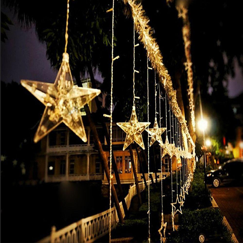 8.2 ft LED Star Curtain Lights - 216 Bulbs Fairy Lights for Christmas & Weddings