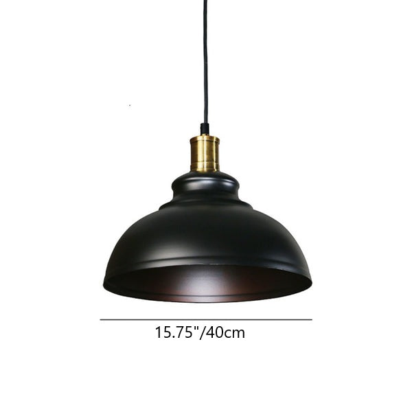 Contemporary Industrial Dome Pendant Light - Round Iron 1-Light Fixture for Living Room