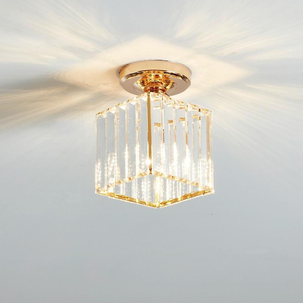Crystal Foyer Semi Flush Mount Lighting - Modern Ceiling Lights for Entryway, Hallway, and Living Room