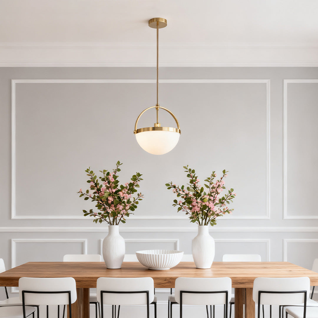 Gold and White Minimalist Pendant Light - Stylish Ceiling Fixture