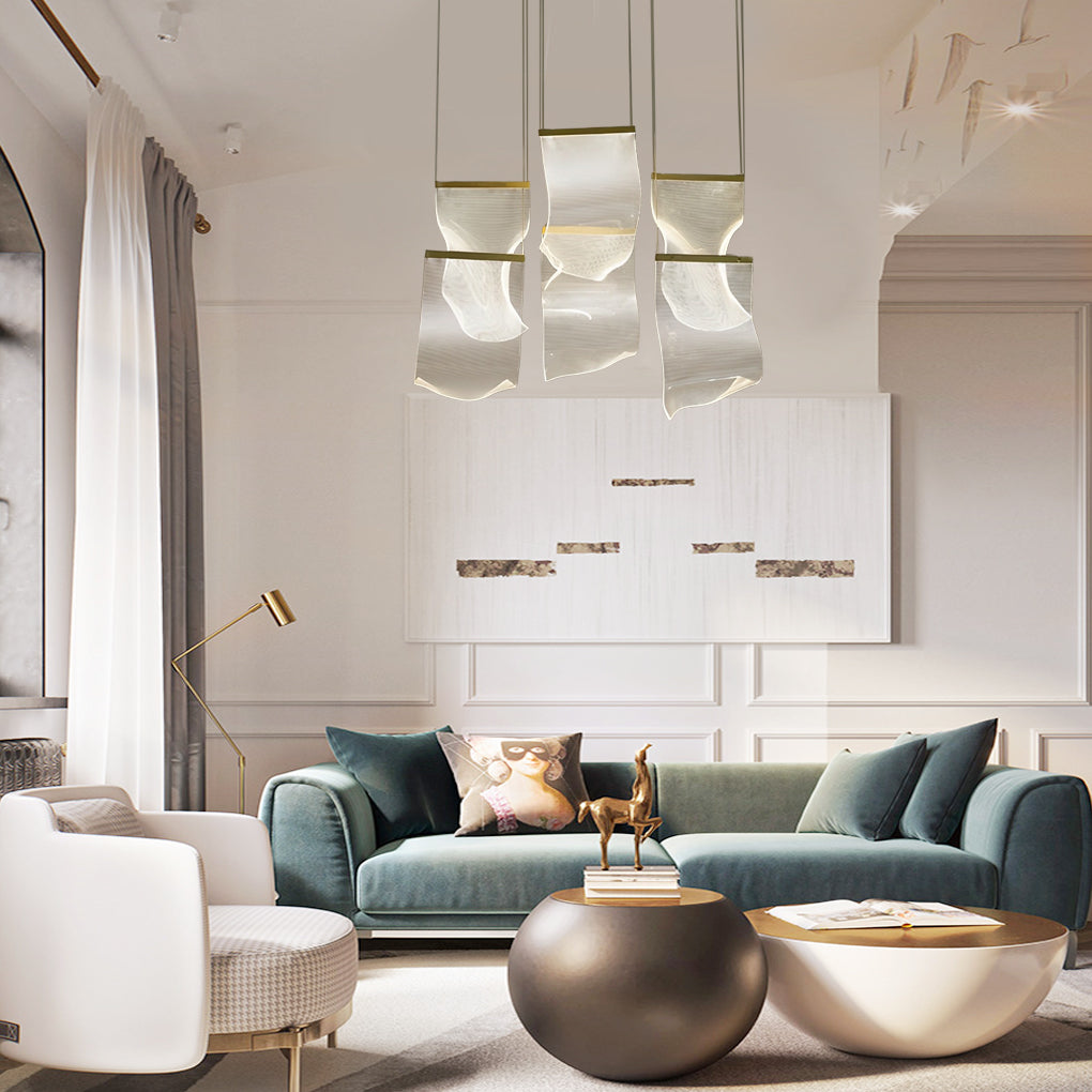 Acrylic Curled LED Ceiling Chandelier Light