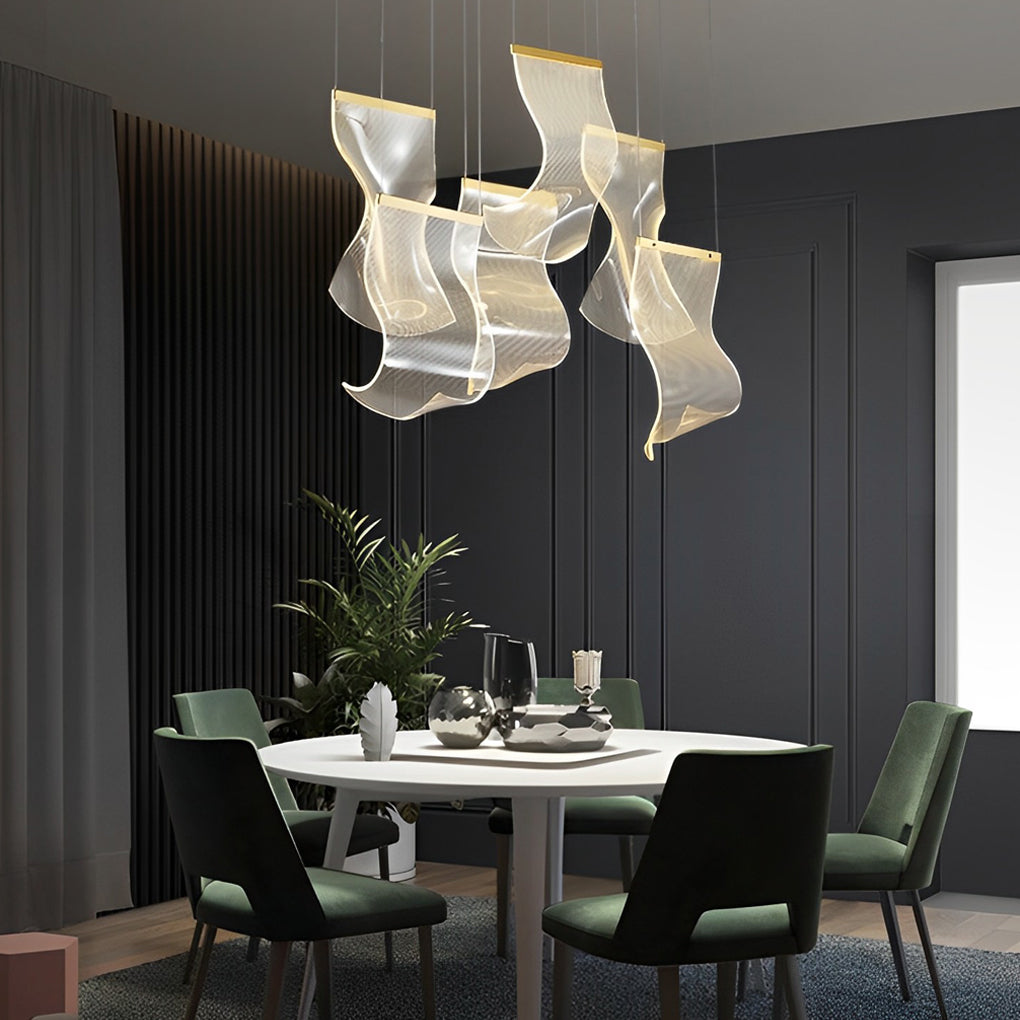 Acrylic Curled LED Ceiling Chandelier Light