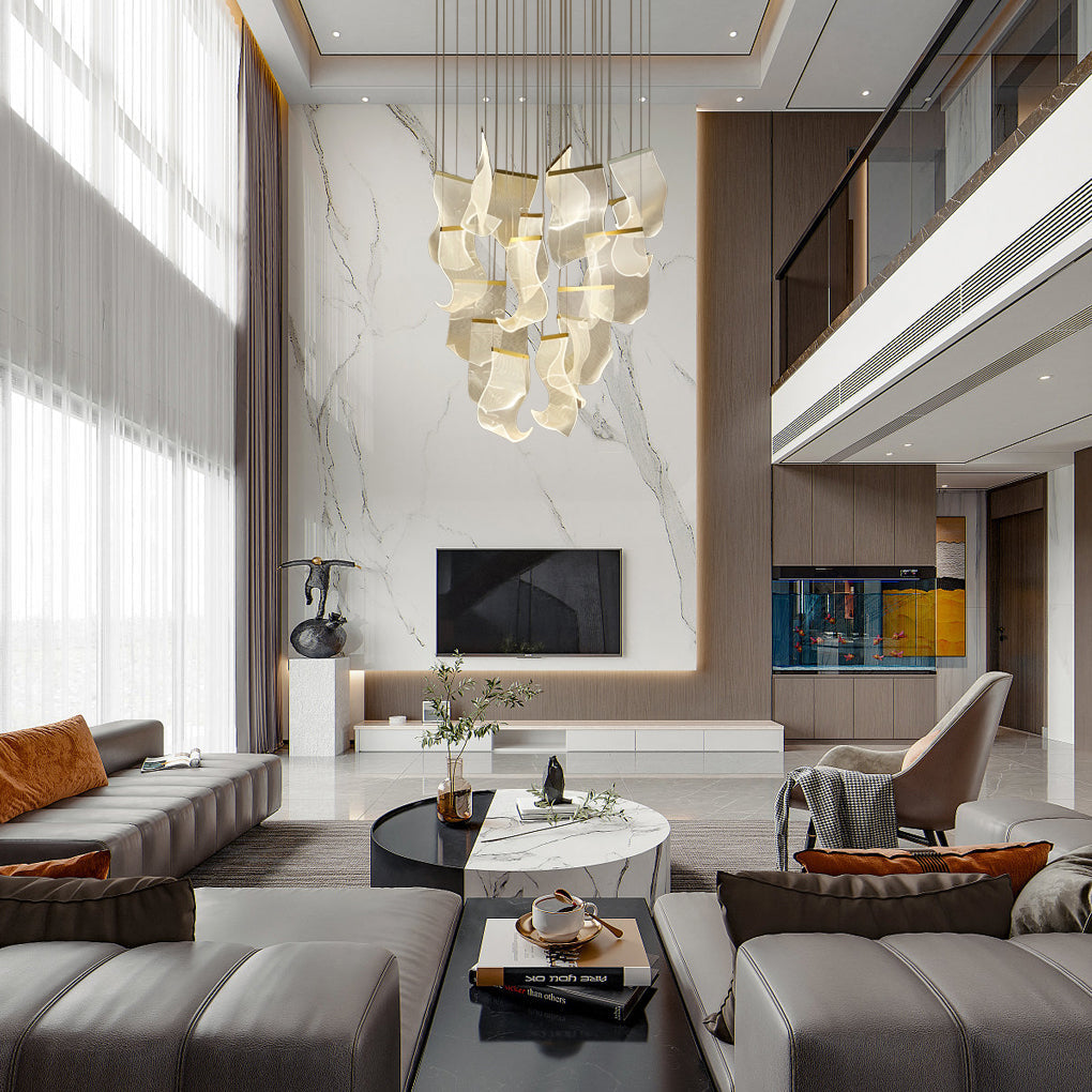 Acrylic Curled LED Ceiling Chandelier Light