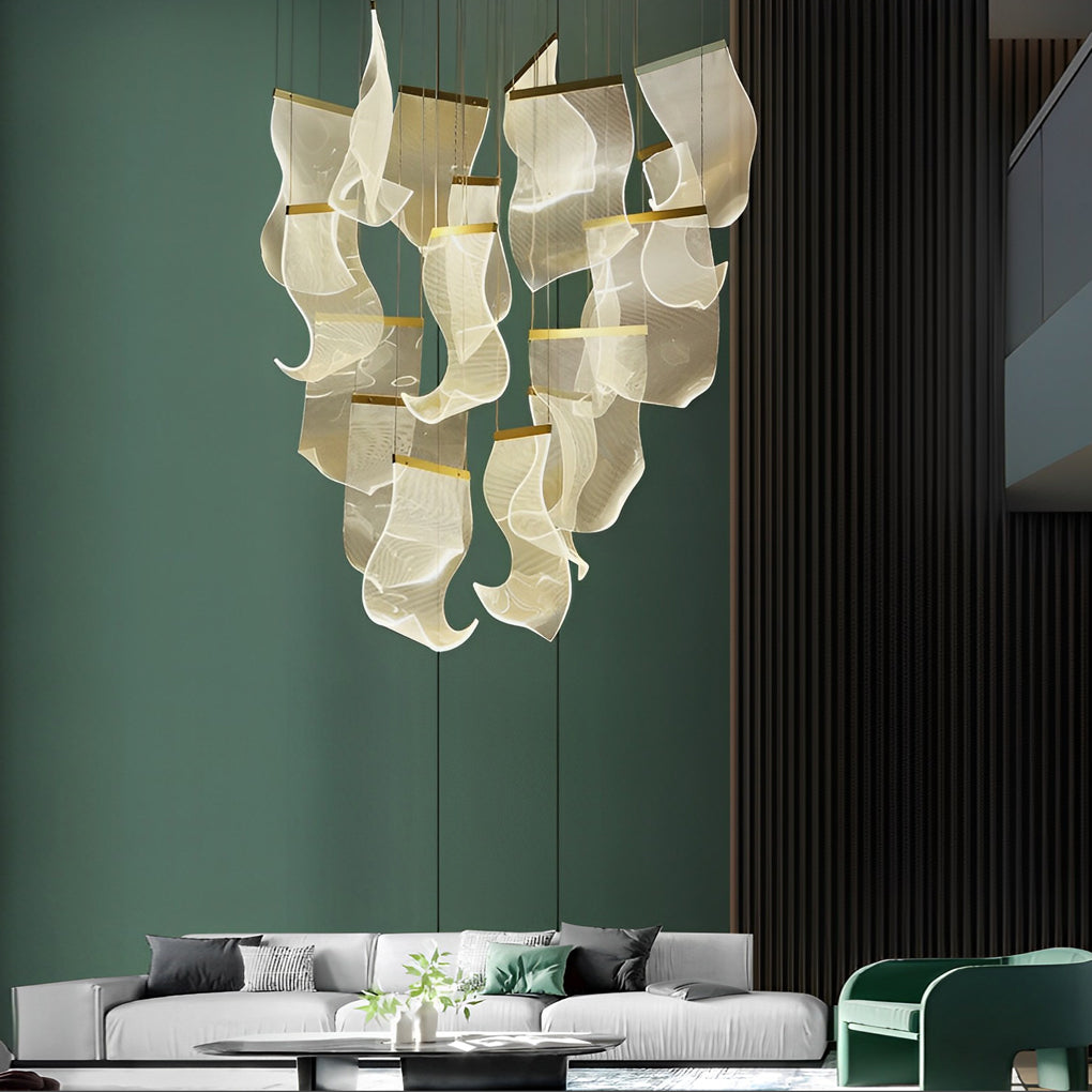 Acrylic Curled LED Ceiling Chandelier Light