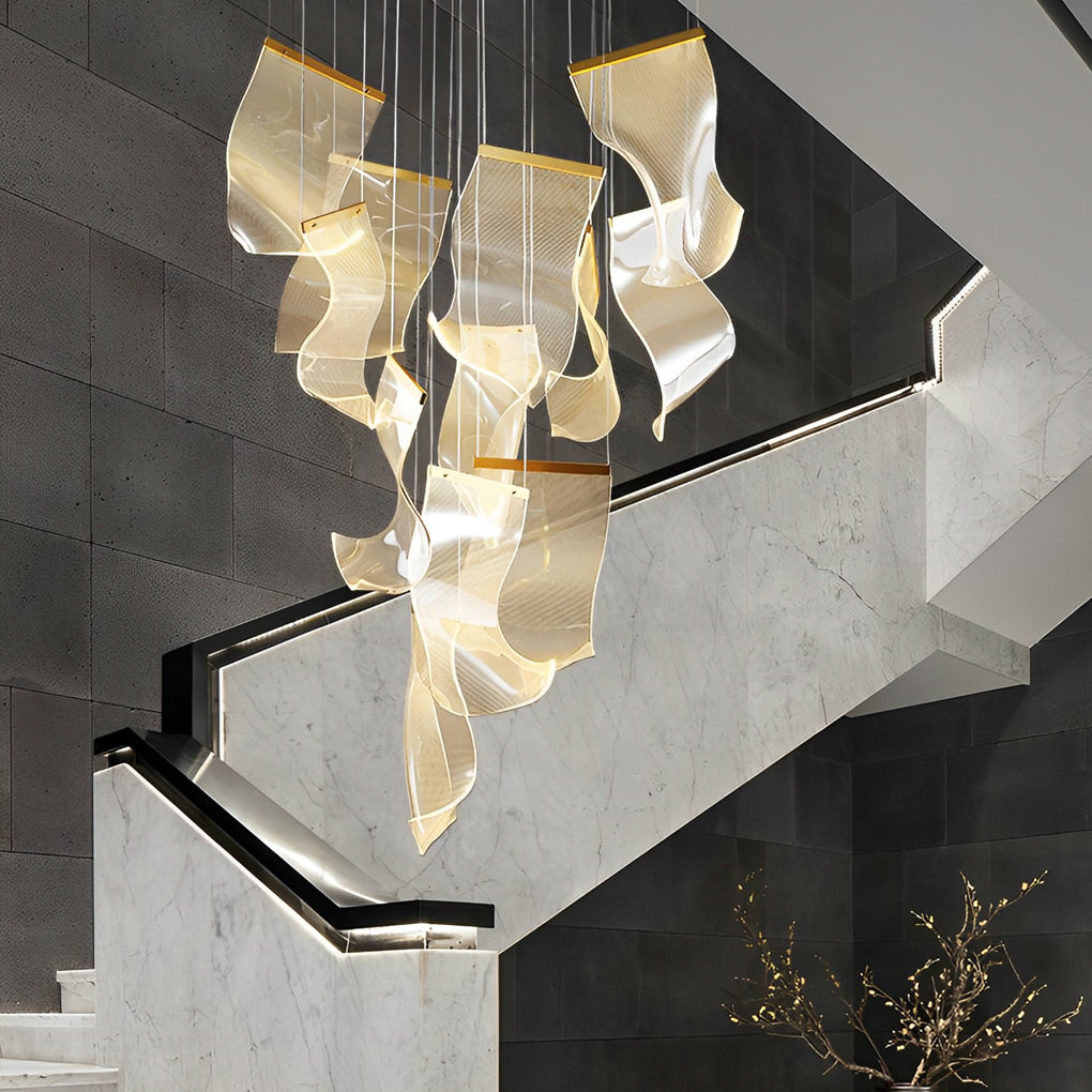 Acrylic Curled LED Ceiling Chandelier Light