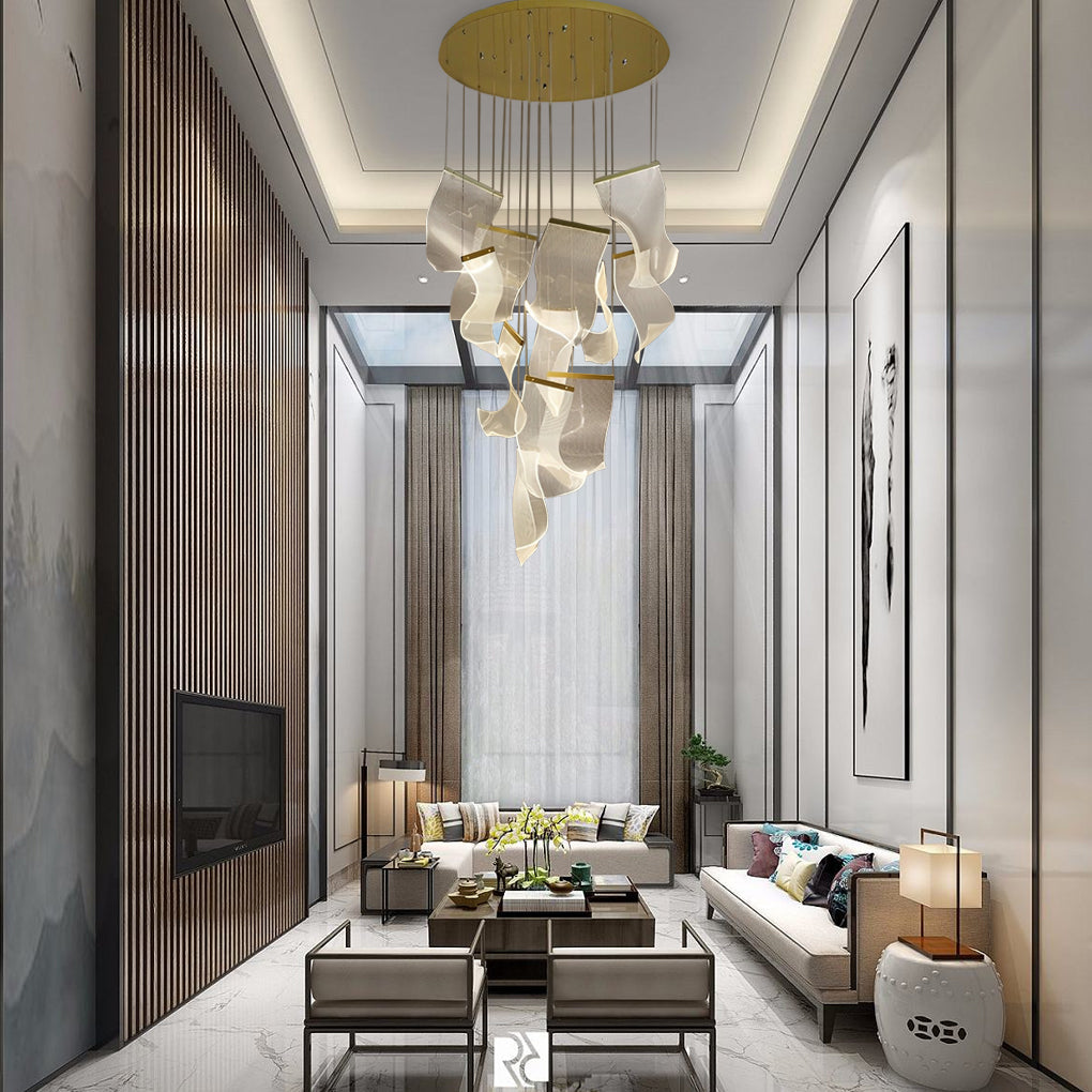 Acrylic Curled LED Ceiling Chandelier Light