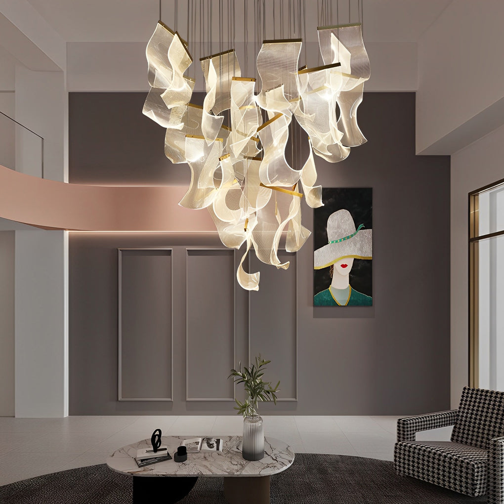 Acrylic Curled LED Ceiling Chandelier Light