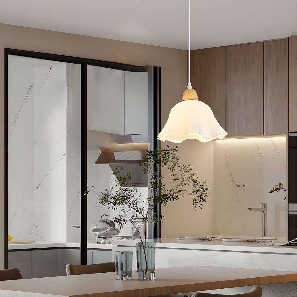 Acrylic Flower Nordic Chandelier - Elegant White Wood Pendant Light