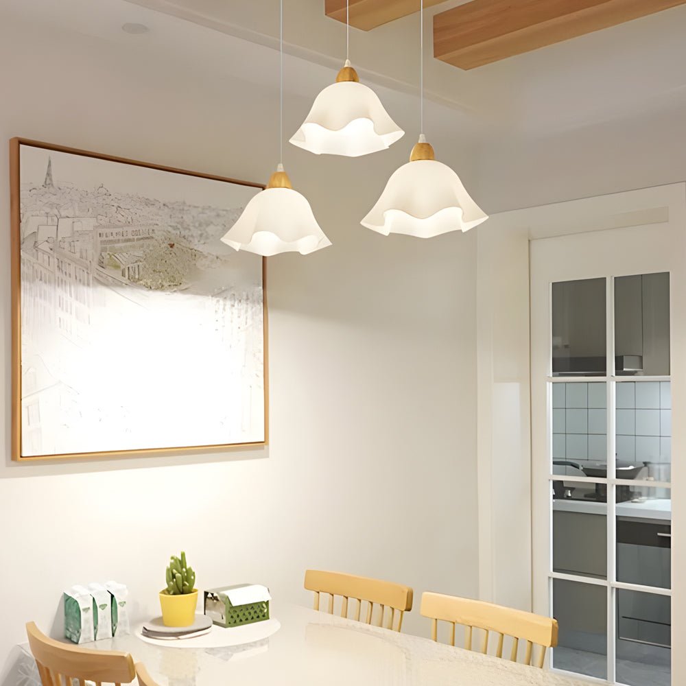 Acrylic Flower Nordic Chandelier - Elegant White Wood Pendant Light