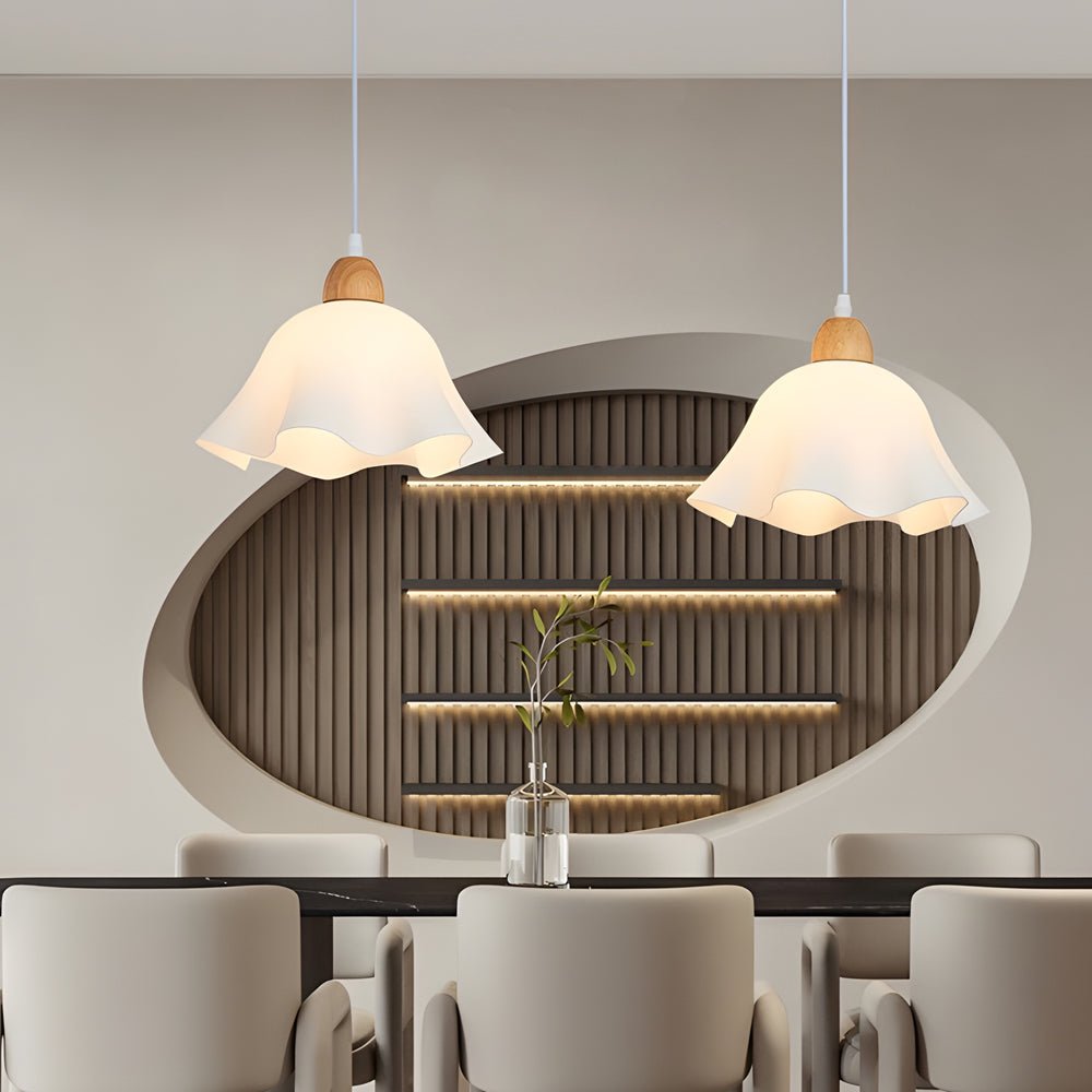 Acrylic Flower Nordic Chandelier - Elegant White Wood Pendant Light