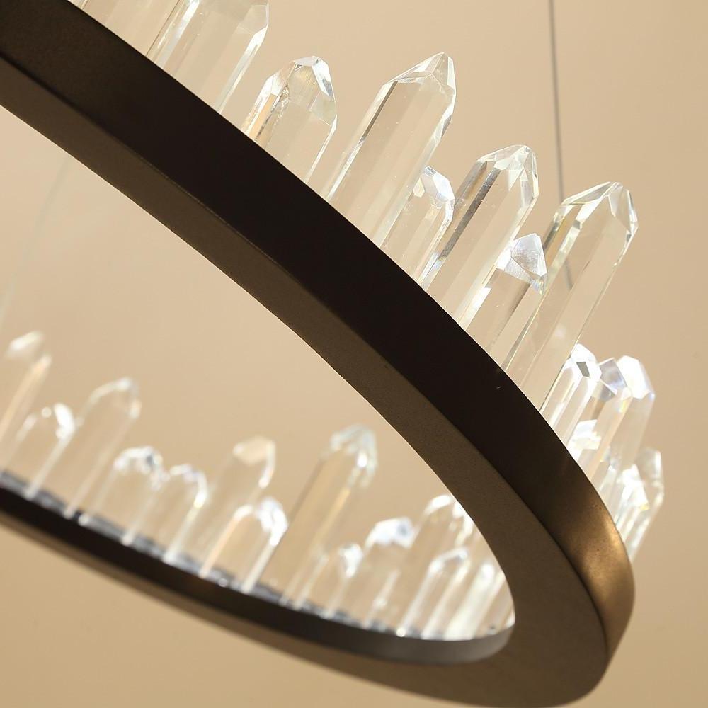 Circular Metal Crystal LED Pendant Chandelier - Adjustable Modern Lighting