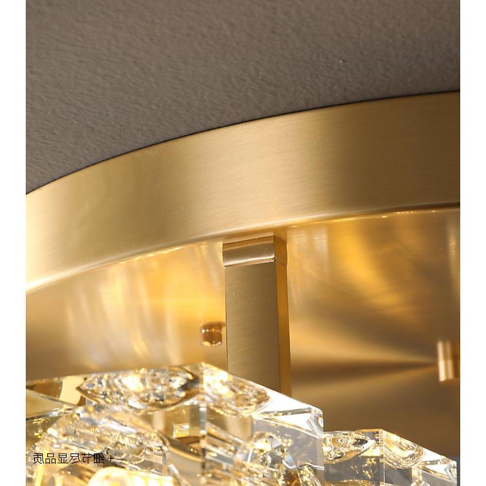 6-Light Crystal Brass Flush Mount LED Ceiling Light