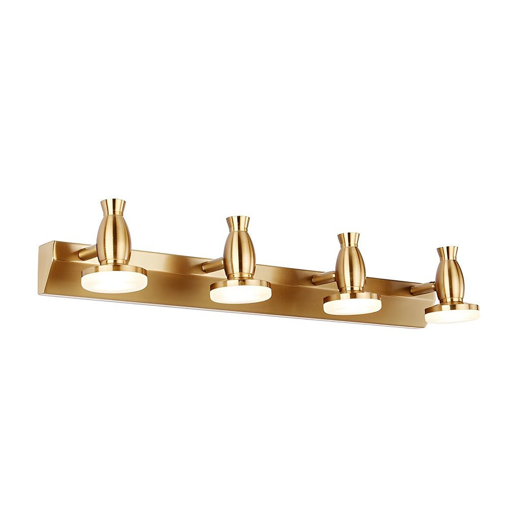 Adjustable Gold Bathroom Vanity Light 180° Rotatable Heads 3/4 Light LED Fixture Modern Design Brushed Gold Finish Stylish Bathroom Lighting Energy-Efficient LED Vanity Light Fixture Contemporary Home Decor Ideal for Makeup and Grooming Versatile Lighting