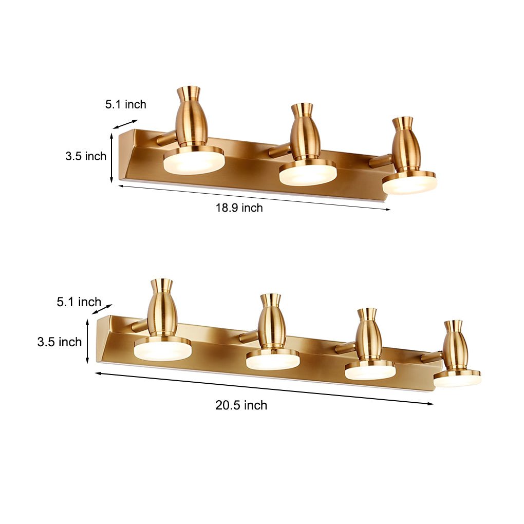 Adjustable Gold Bathroom Vanity Light 180° Rotatable Heads 3/4 Light LED Fixture Modern Design Brushed Gold Finish Stylish Bathroom Lighting Energy-Efficient LED Vanity Light Fixture Contemporary Home Decor Ideal for Makeup and Grooming Versatile Lighting