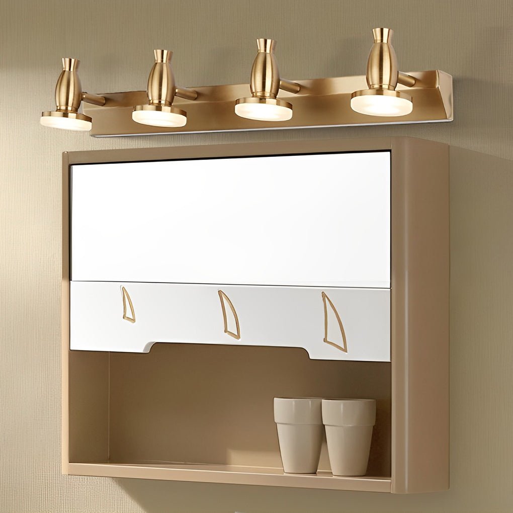 Adjustable Gold Bathroom Vanity Light 180° Rotatable Heads 3/4 Light LED Fixture Modern Design Brushed Gold Finish Stylish Bathroom Lighting Energy-Efficient LED Vanity Light Fixture Contemporary Home Decor Ideal for Makeup and Grooming Versatile Lighting