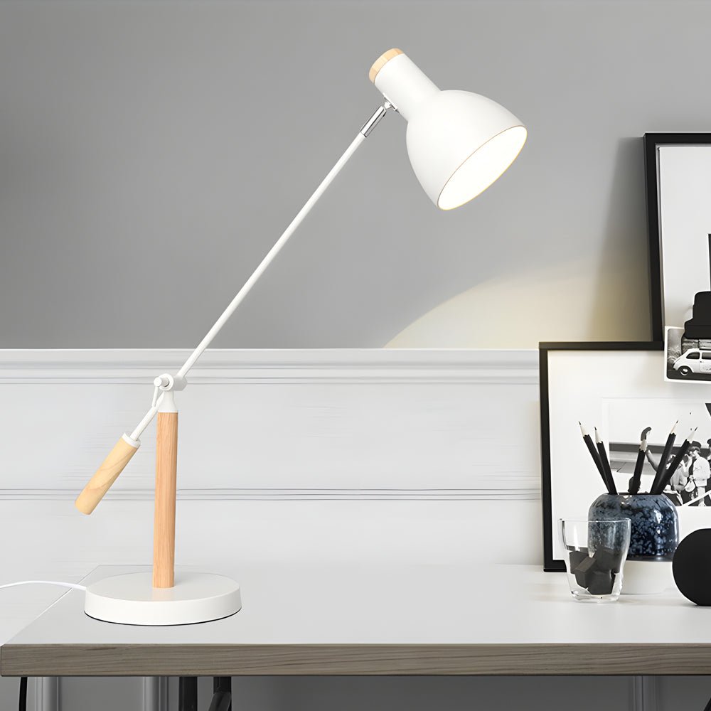 Adjustable Rotatable Wood Metal Reading Desk Lamp for Modern Spaces