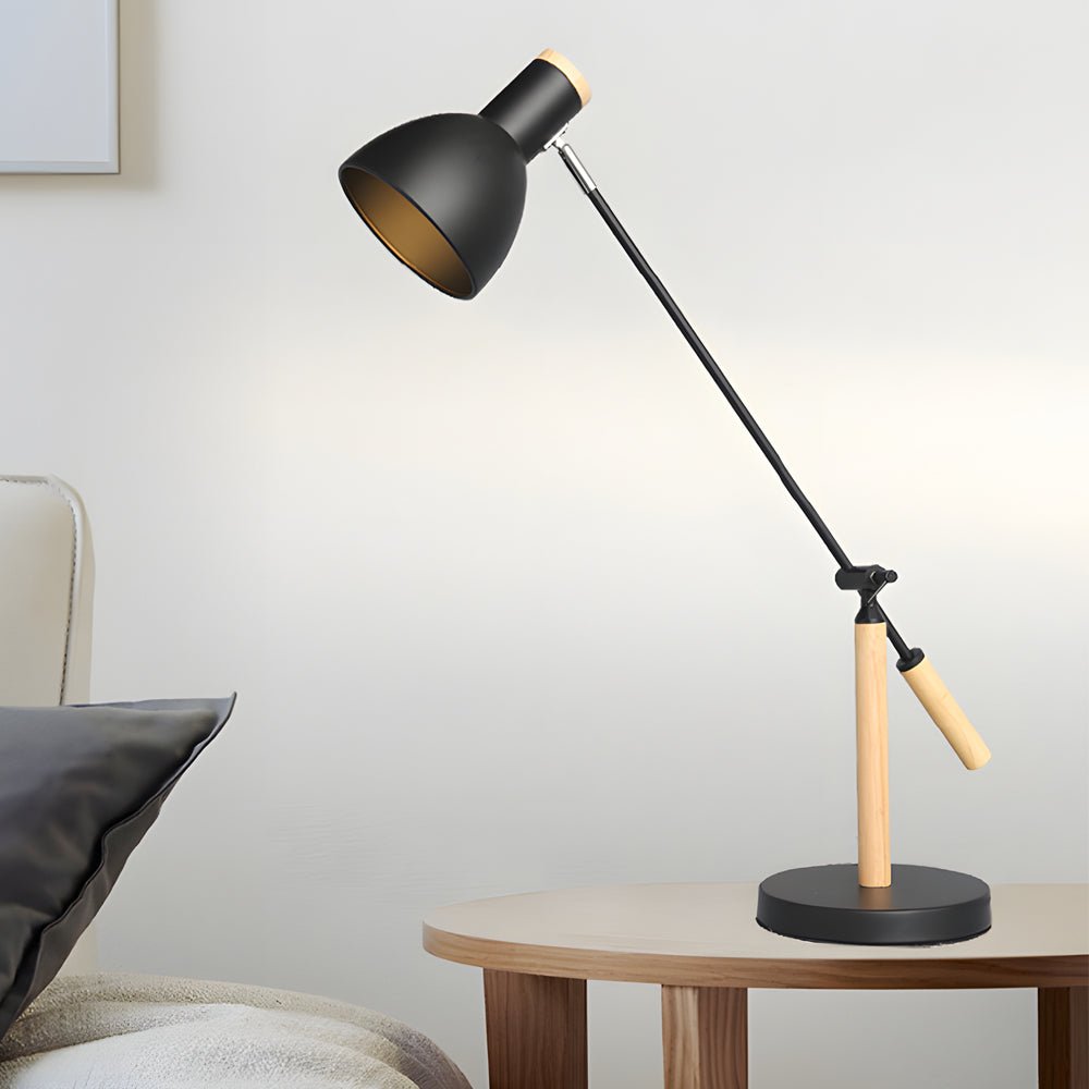 Adjustable Rotatable Wood Metal Reading Desk Lamp for Modern Spaces