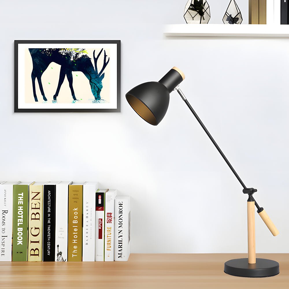 Adjustable Rotatable Wood Metal Reading Desk Lamp for Modern Spaces