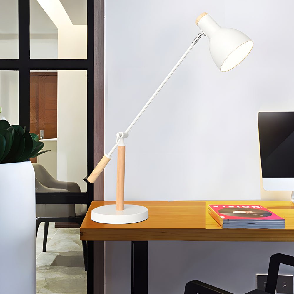 Adjustable Rotatable Wood Metal Reading Desk Lamp for Modern Spaces