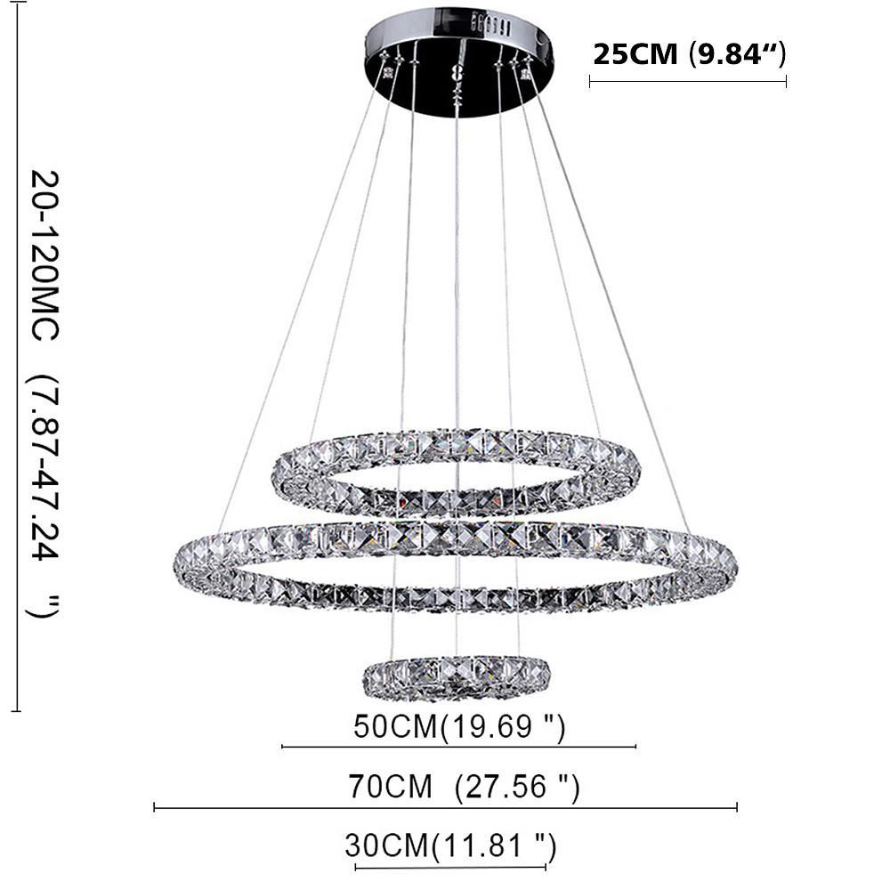 Luxury Crystal LED Chandelier 3-Tier Geometric Pendant Light
