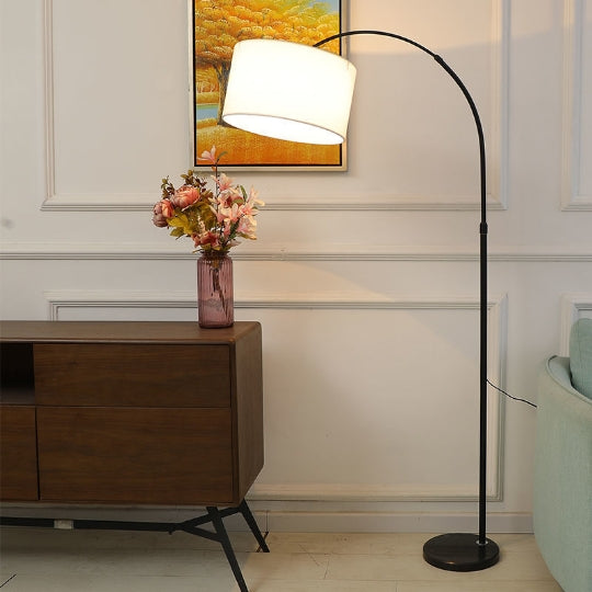 Nordic Fabric Column Shade Fishing Rod Floor Lamp - 1-Light Standing Design, Modern Home Lighting, Creative Decor, Adjustable Floor Lamp for Living Room & Bedroom