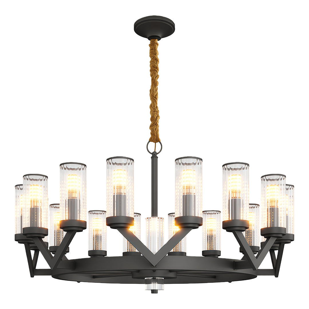 Luxury Copper Glass Drop Chandelier Ceiling Light