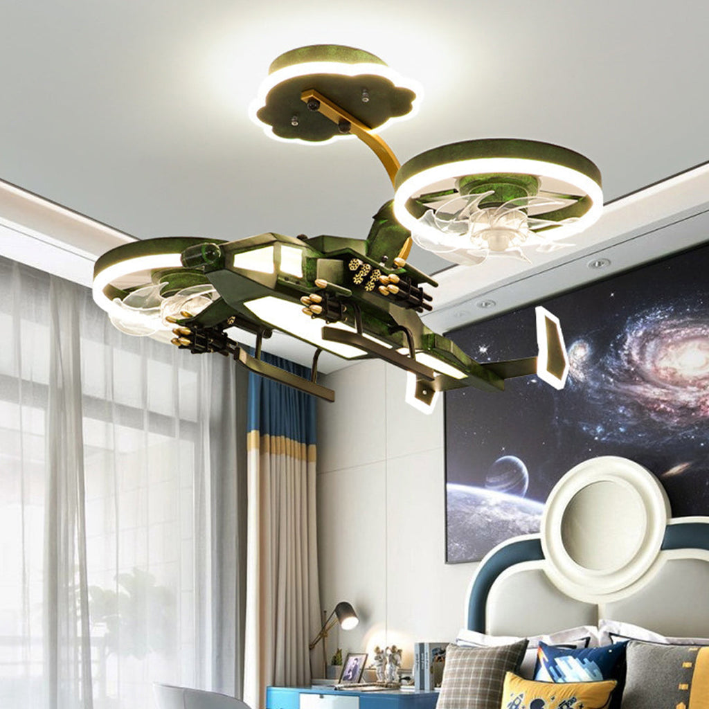 Airplane Ceiling Fan with Light - Kids LED Ceiling Fan Fixture