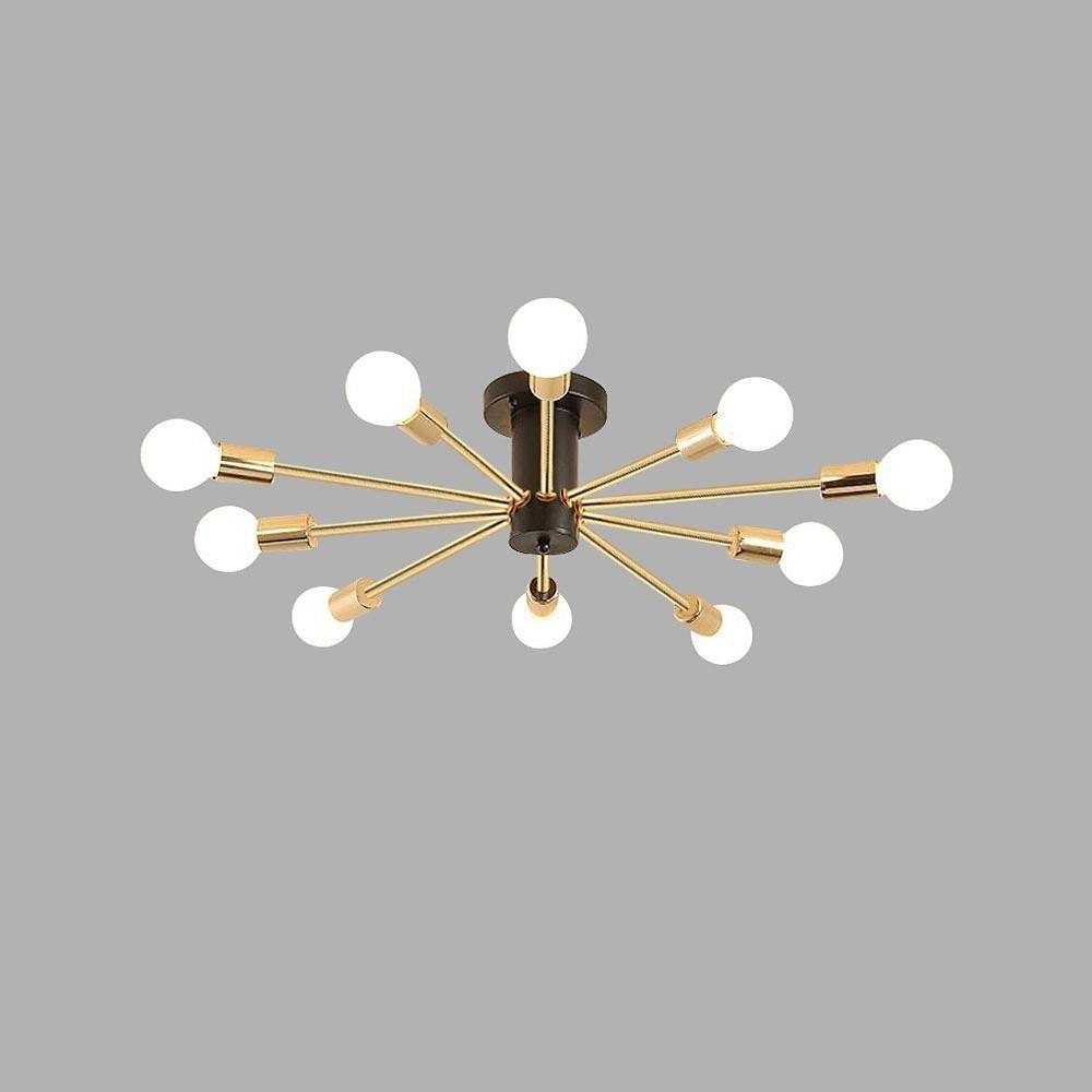 Industrial Sputnik Gold Chandelier for Living Room - Geometric Design Lighting Fixture