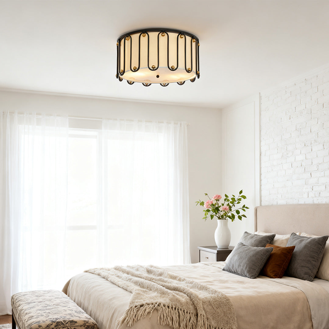 Vintage Drum Ceiling Light Flush Mount - Unique American Round Fixture